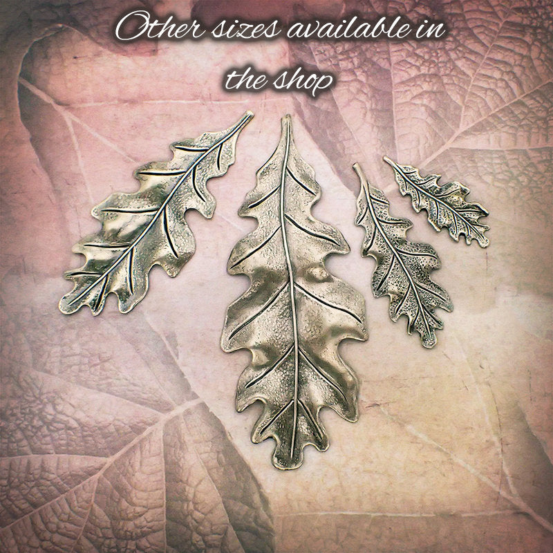 Large 55mm Oak Leaf Stampings - 2 Pieces - Antiqued Brass Ox - Vintage Style Jewelry Making Supplies - Made in the USA