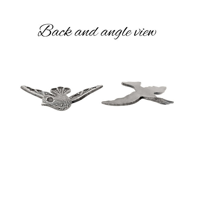 Small Bird with Settings for Tiny Round Rhinestones - Antiqued Silver Ox - Nickel Free - 2 Pieces - Vintage Style Scrapbook Embellishments