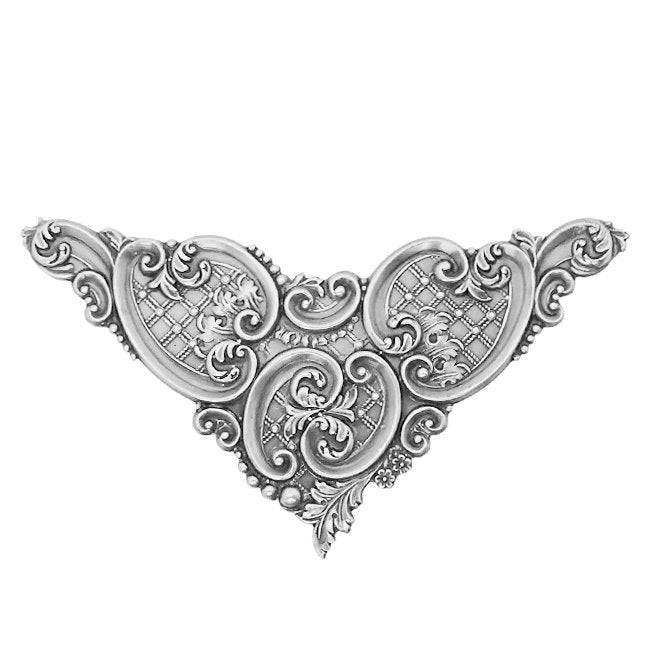 Large Corner Stampings - Antiqued Silver Ox - Art Nouveau Floral Flourish Trellis Scrapbooking Corner Victorian Style - Nickel Free USA Made