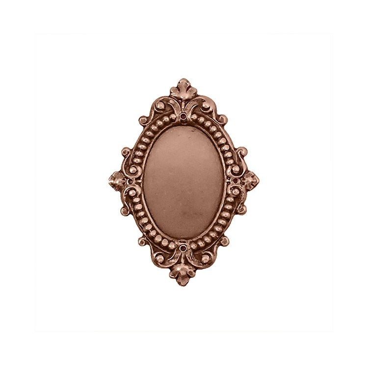 Antique Style Setting for 18x13mm Oval Flat Back Stones and Cabochons - Copper Ox - Nickel Free for Victorian Renaissance Designs - 2 Pieces