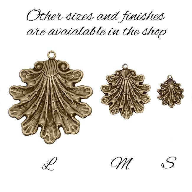 Antique Brass Ox Seashell Charms - 4 Pieces - Small Size - Fantasy Whimsical Mermaid Sea shell Ocean Beach Themed Jewelry Supplies