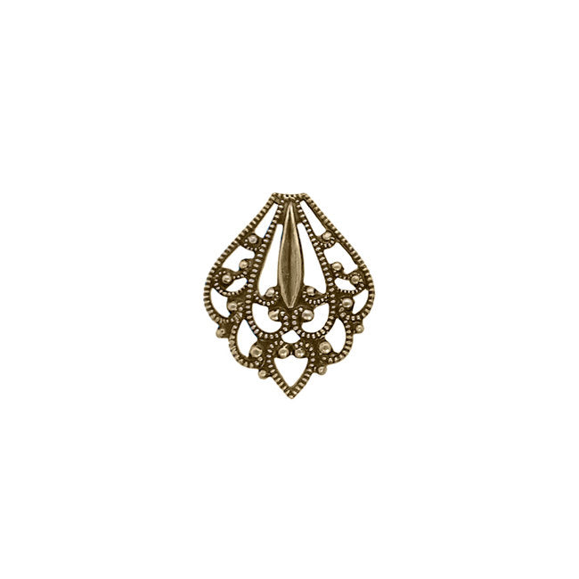 Small Antique Brass Filigree - Dainty Brass Ox Chandelier Drops - Intricate Detail - 4 Pieces - High Quality Vintage European Brass