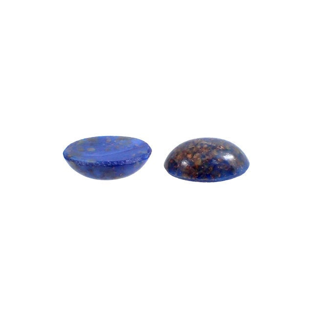 Unusual Cobalt Blue Silk Topaz Mix with Copper Foil Handmade Czech Glass Cabochons - Pearly Dark Blue - 18x13mm Oval Flat Back Stone 1 Piece