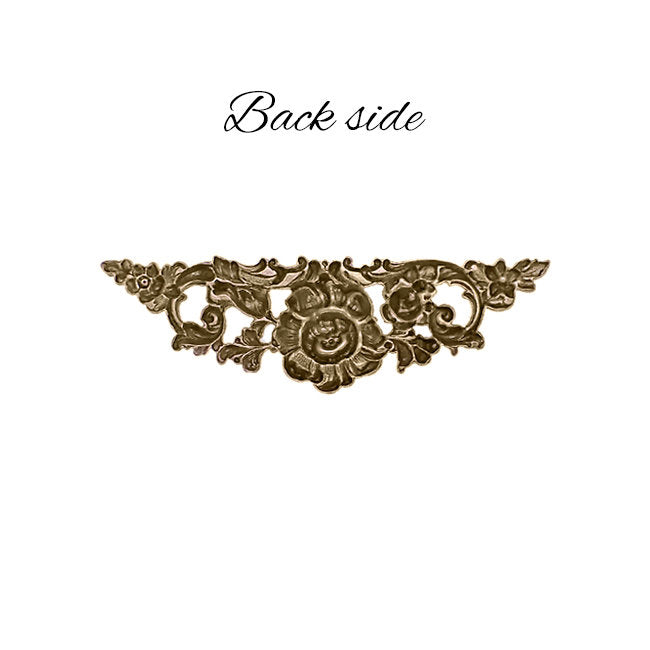 Medium Floral Stamping - Antiqued Brass Ox - Victorian Art Nouveau Flourish Scrapbooking Metal Embellishment or Jewelry Base - 1 Piece