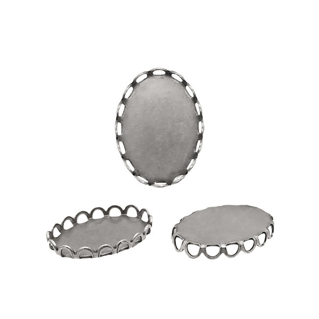 Settings -18x13mm Oval - Antique Silver Ox - 6 Pieces