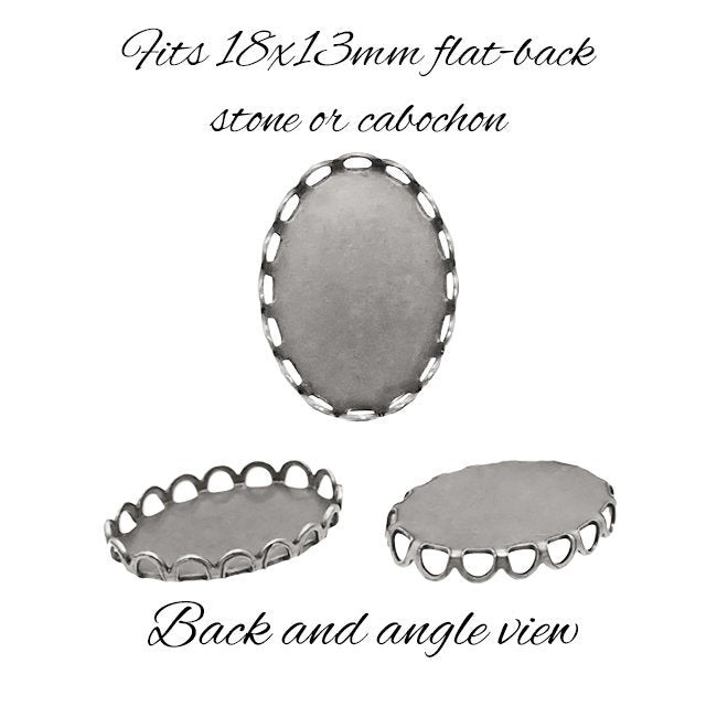 Settings -18x13mm Oval - Antique Silver Ox - 6 Pieces