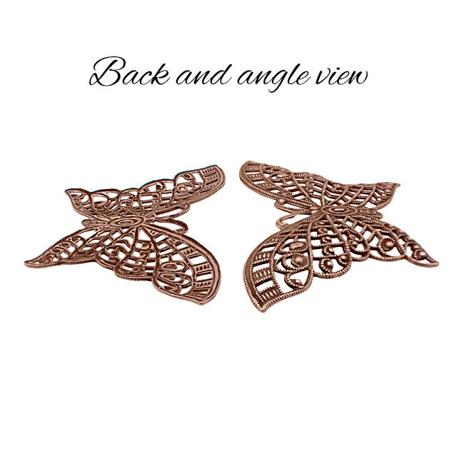 Butterfly Filigree with Lacy Wings - Antiqued Copper Ox - Intricate Detail Dapt Wings Rare Filigree - 1 Piece - High Quality European Brass