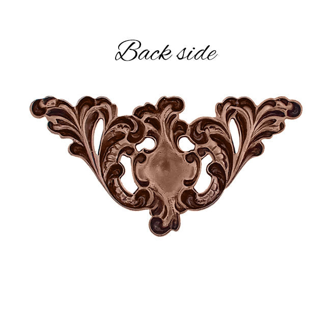 Corner Flourish Stampings - Antiqued Copper Ox - Large Scrapbooking Corners Victorian Art Nouveau Style - Nickel-Free