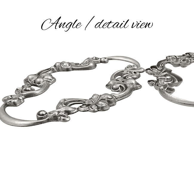 Large Art Nouveau Frame with Flourish Floral Pattern - Shabby Antiqued Silver Ox Vintage Style Scrapbooking Frame - Jewelry Brooch Findings