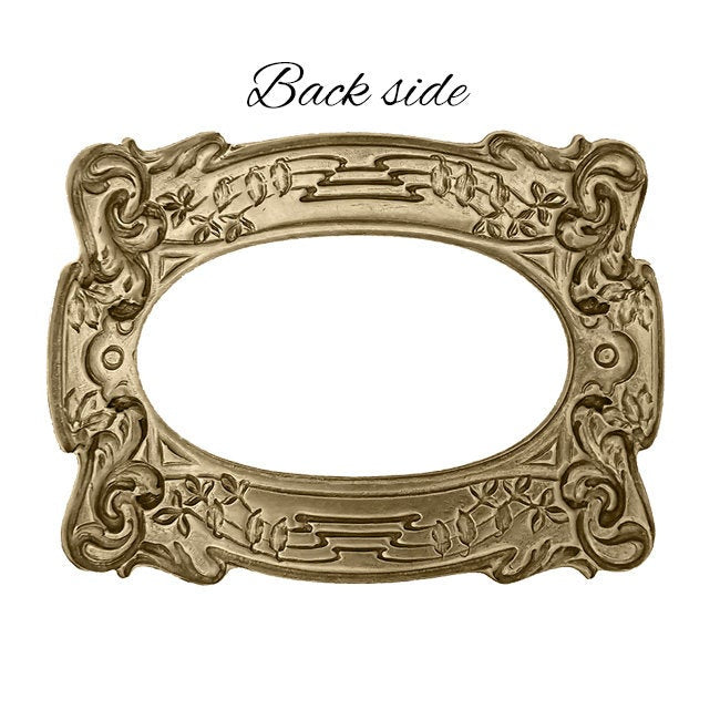 Large Brass Frame with Victorian Vines and Leaves Pattern - Shabby Antiqued Brass Bronze Ox Vintage Style Scrapbooking Embellishment