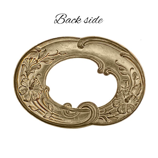 Art Nouveau Stamping Frame with Flourish Floral Pattern - Shabby Antiqued Brass Ox Vintage Style Scrapbooking Album Embellishment - 1 Piece