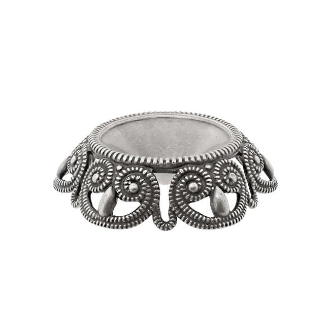 Filigree Setting for 14mm Rivoli Stones - 1 Piece European German Made Antiqued Silver Ox - For Pointed Back Swarovski 1122 Vintage Style