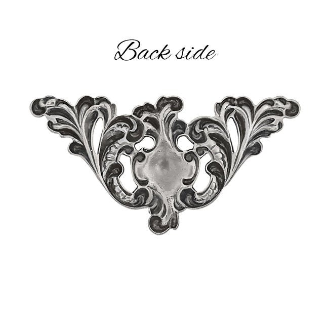 Corner Flourish Stampings - Antiqued Silver Ox - Large Scrapbooking Corners Victorian Art Nouveau Style Embellishments - Nickel-Free