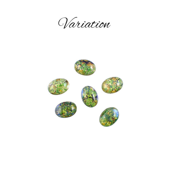 Colorful Czech Glass Faux Opal Oval Cabochons - Glass Opal Cabs - 18x13mm 18mm - Light Green - Scrapbook Embellishments - 2 Pieces