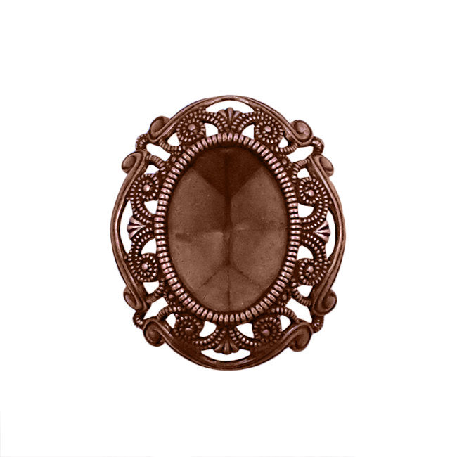 Filigree Setting for 18x13mm Oval Stones - 1 Piece European Made Antiqued Copper Ox - For Fully Faceted 4120 Fancy Rhinestones