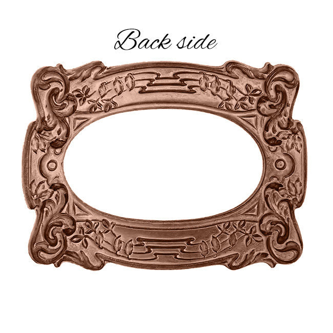 Large Antiqued Copper Ox Frame with Victorian Vines and Leaves Pattern - Shabby Vintage Style Scrapbooking Embellishment