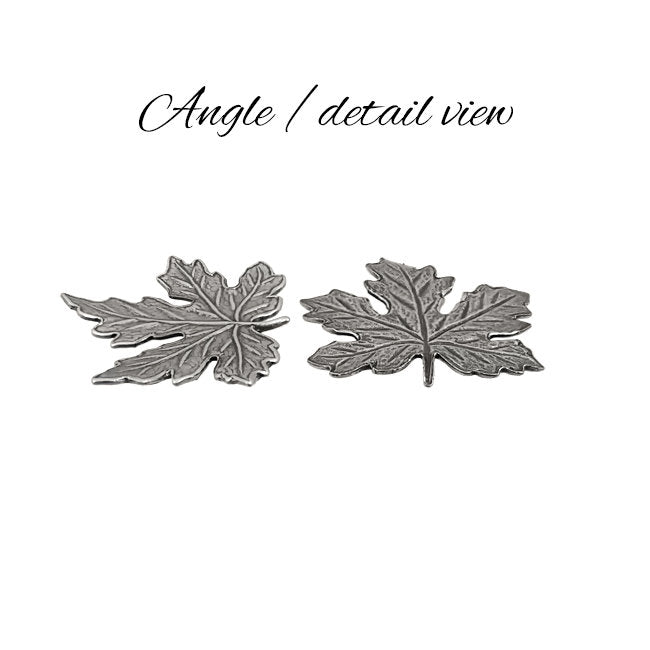 Small Maple Leaf Stampings - 4 Pieces - Antique Silver Ox - Vintage Style Jewelry Making Supplies - Nature Decoration Embellishments