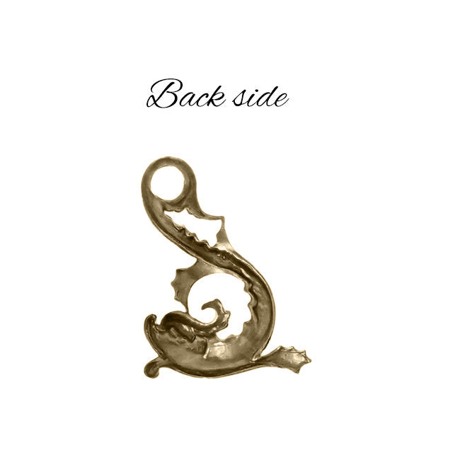 Mythical Koi Fish Stamping - Antique Bronze Brass Ox- Victorian Style Serpant Metal Embellishment or Jewelry Component - 1 Piece - Right