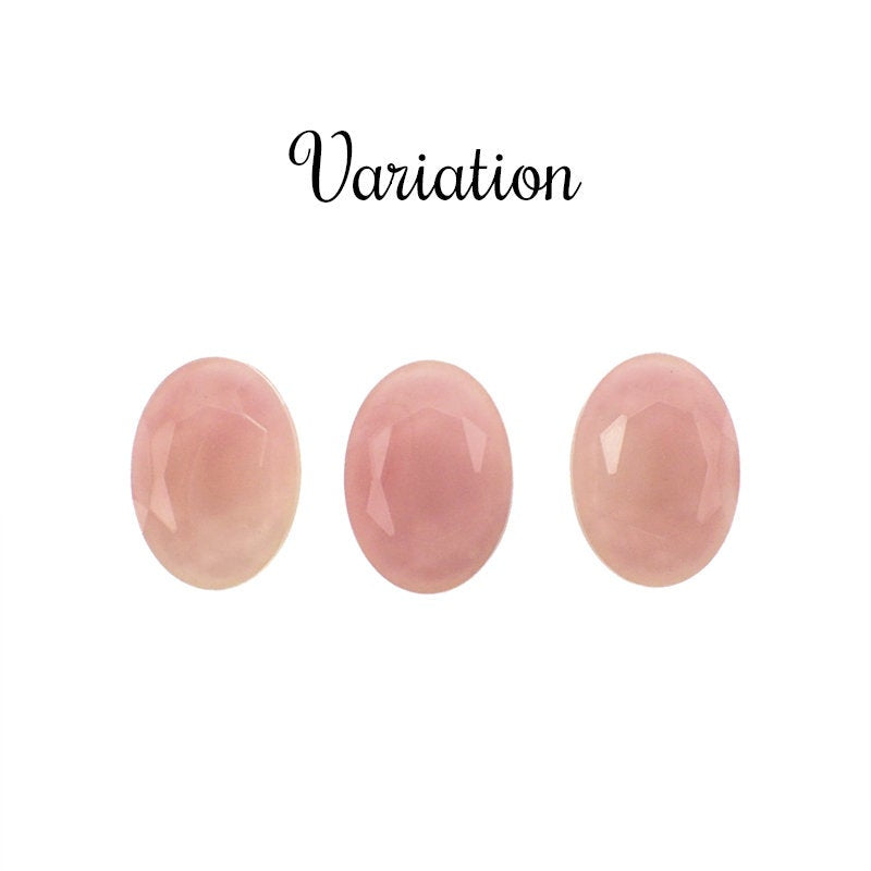 Water Effect Czech Glass Flat Back Stones - 18x13mm Oval Jewels with Faceted Tops - Light Dusty Pink - 1 Piece - Rare Handmade Glass