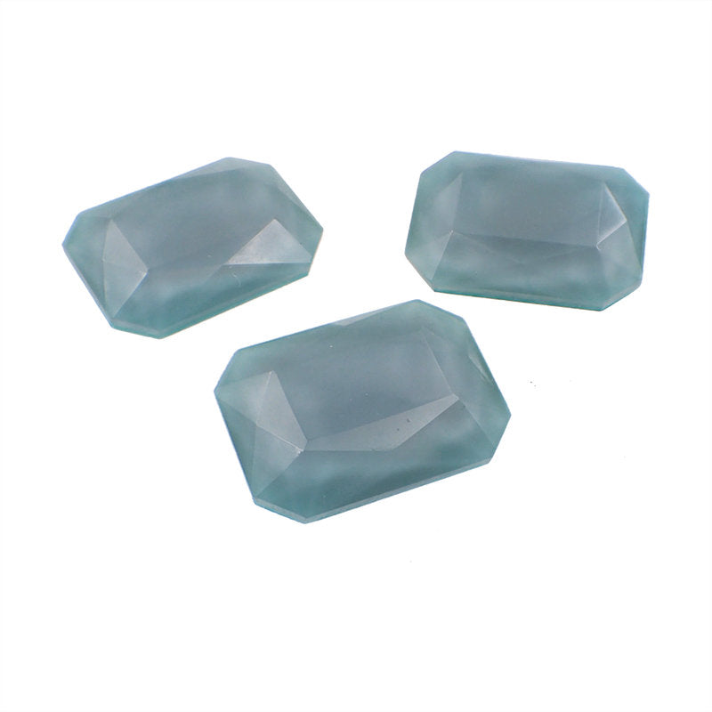 Water Effect Czech Glass Faceted Fancy Stone - Seafoam Grey Green - Rare Handmade 18 x 13 mm Octagon - 1 Piece