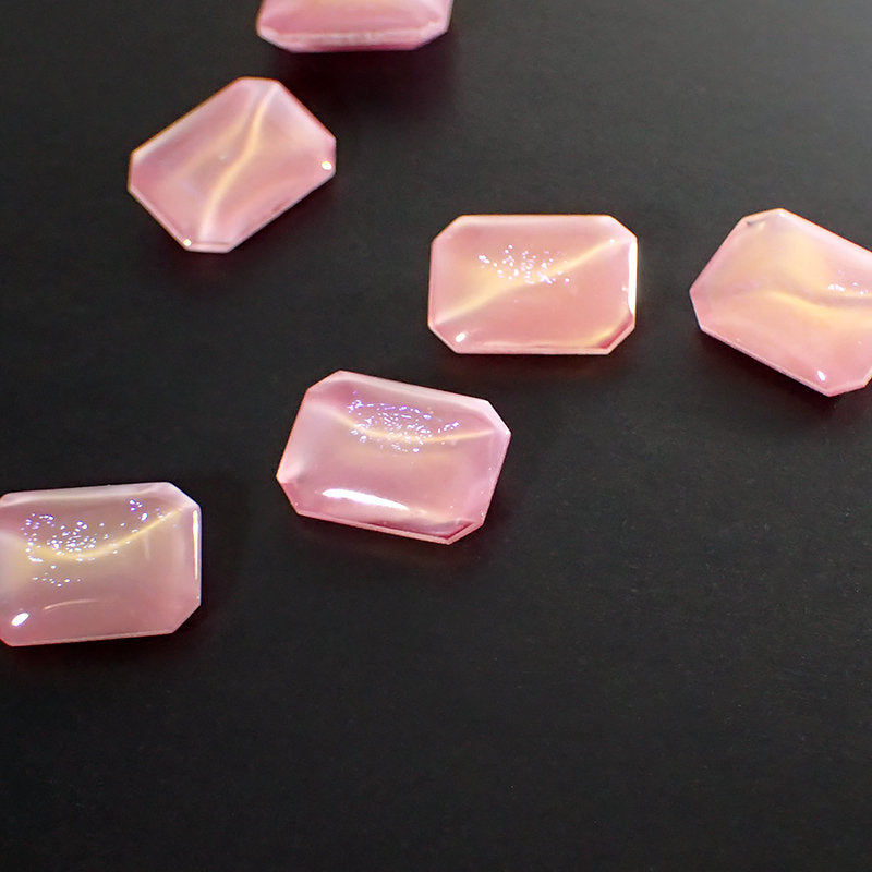 Octagon Fancy Stone - Rare Handmade Czech Glass - 18x13mm Translucent Pink and Peach with Blue Dragon Breath Effect - 1 Piece