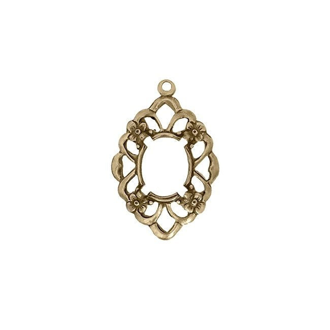 Settings - Floral Filigree for 10x8mm Flat Back Stones and Cabochons