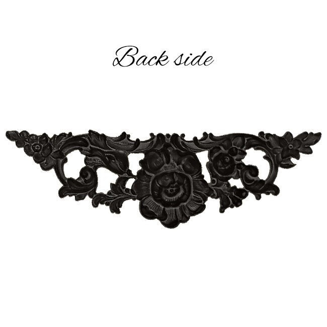 Large Floral Stamping - Antique Black Ox - Victorian Art Nouveau Flourish Scrapbooking Metal Embellishment or Jewelry Making Base - 1 Piece