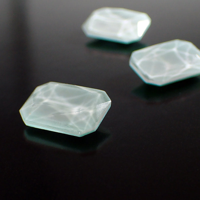 Water Effect Czech Glass Faceted Fancy Stone - Seafoam Grey Green - Rare Handmade 18 x 13 mm Octagon - 1 Piece