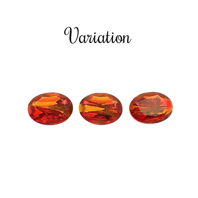Fire Opal with Silver Foil Handmade Czech Glass Faceted Stones - 1 Piece - 18x13mm - Red and Yellow Topaz Doublet Fancy Stone