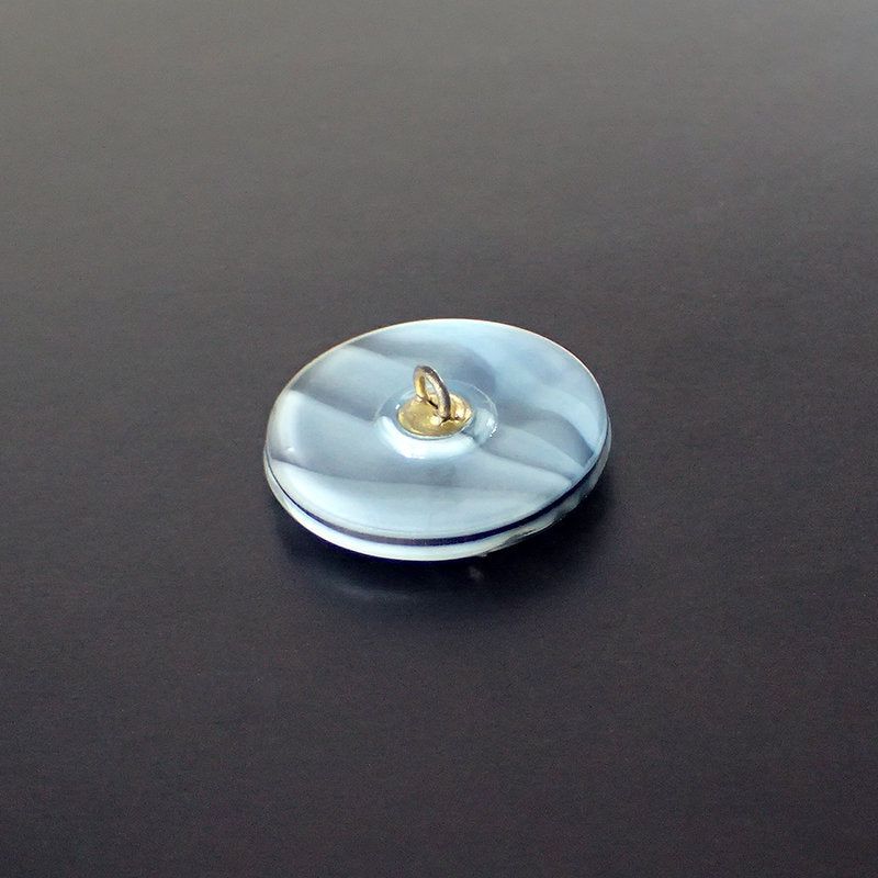 Czech Glass Buttons - 23mm Round Blue with Butterfly