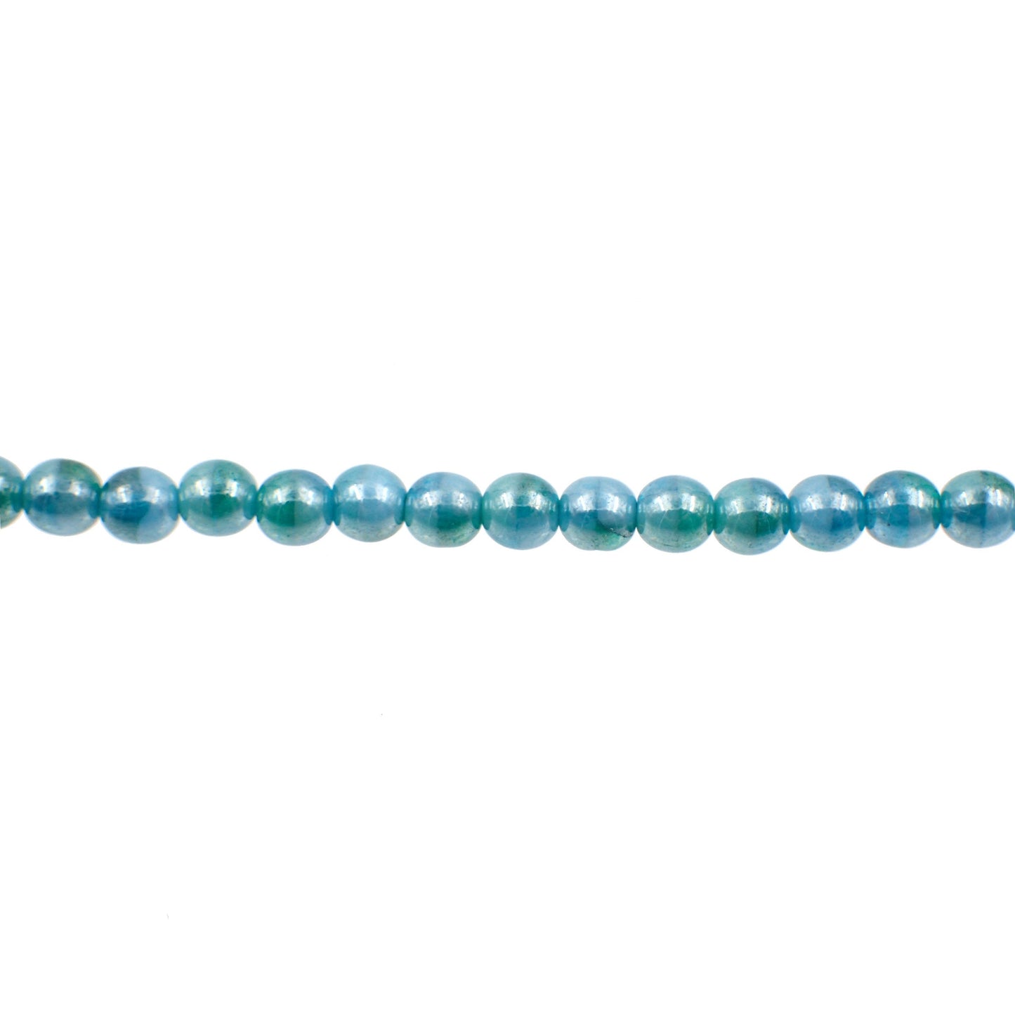 Turquoise Blue Green Lustered Pressed Glass Smooth Round Druk Beads - 6mm - Transparent and Opaque Mix - One Strand of 21 Beads