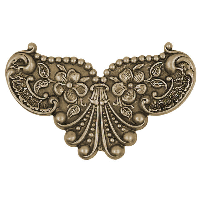 Large Floral Stampings - Antiqued Brass Ox Bronze - Scrapbooking Corners or Embellishments for Jewelry - Victorian Art Nouveau Style