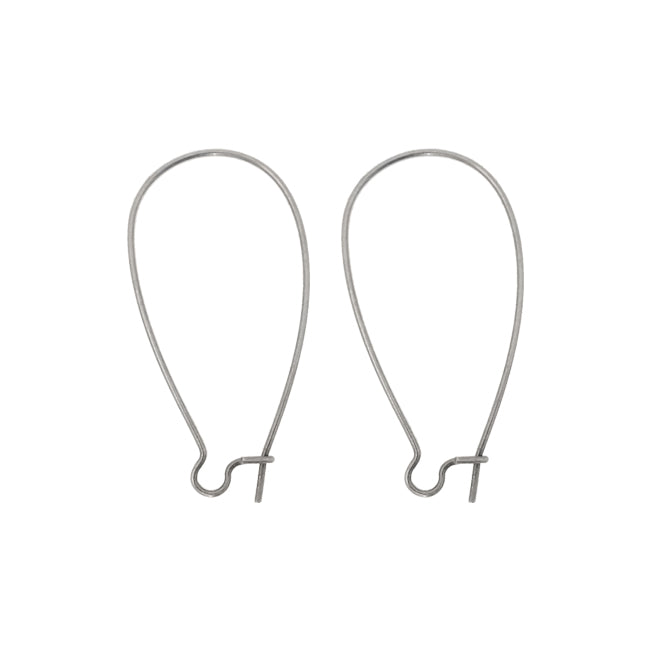 Antiqued Silver Ox Kidney Ear Wires Nickel Free - Medium Size 1.5 Inches Long 24 Pieces