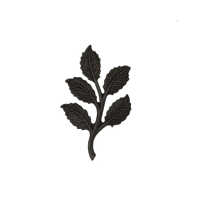 Smaller 5 Leaf Branch Stamping - Antique Black Ox - Detailed Leaves with Veins - Made in the USA - 1 Piece - Metal Scrapbook Embellishment