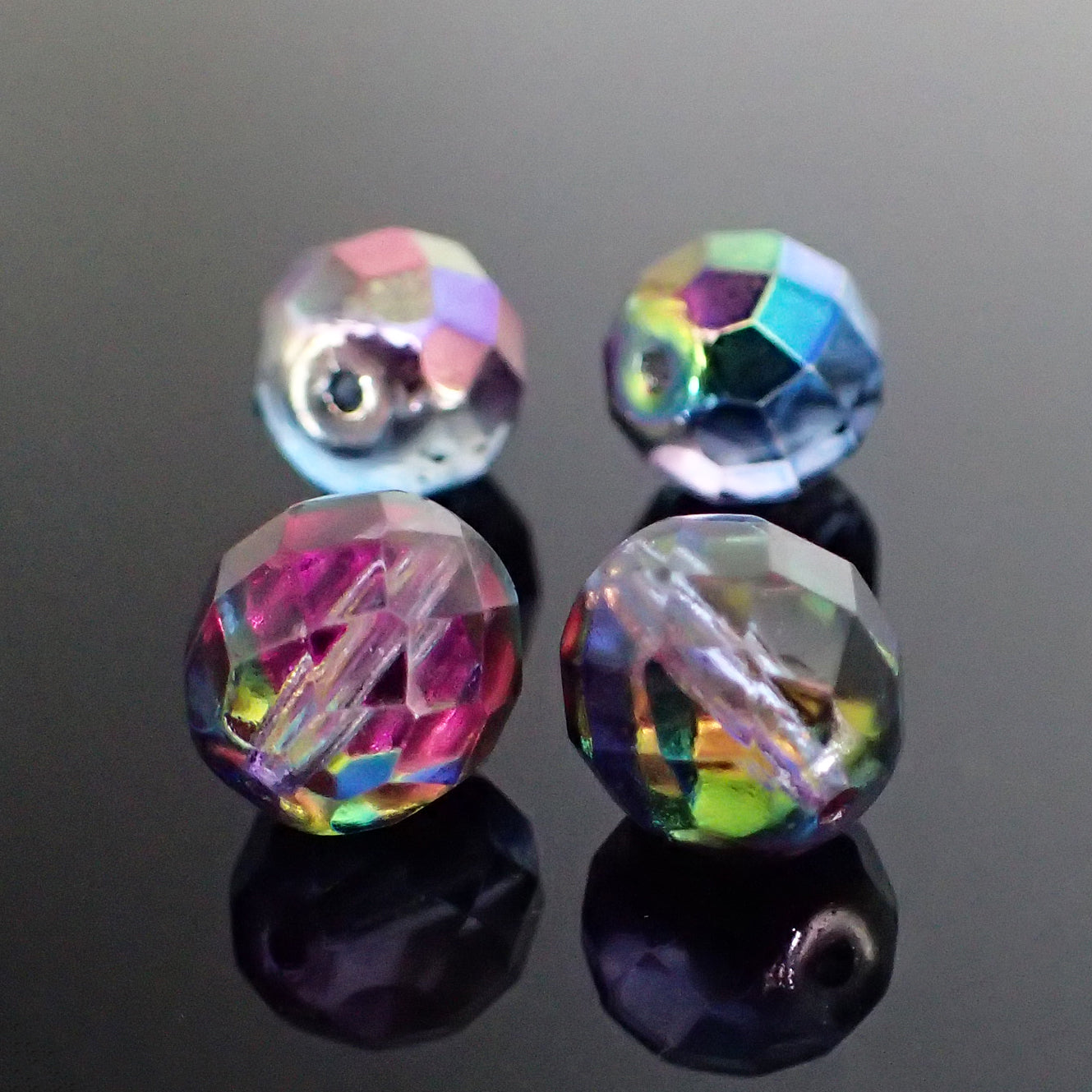 Czech Glass Beads - 10mm Fire Polished Round - Magic Blue