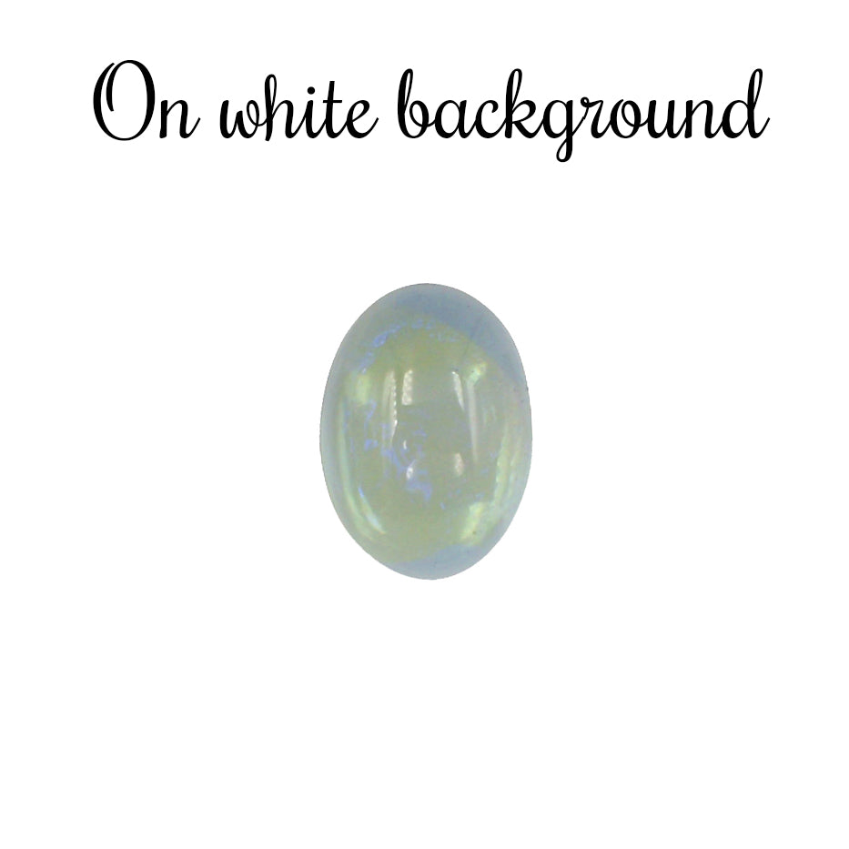 Handmade Czech Glass Cabochons Transparent Light Green with Blue Dragon's Breath Opal Effect 18x13mm Oval