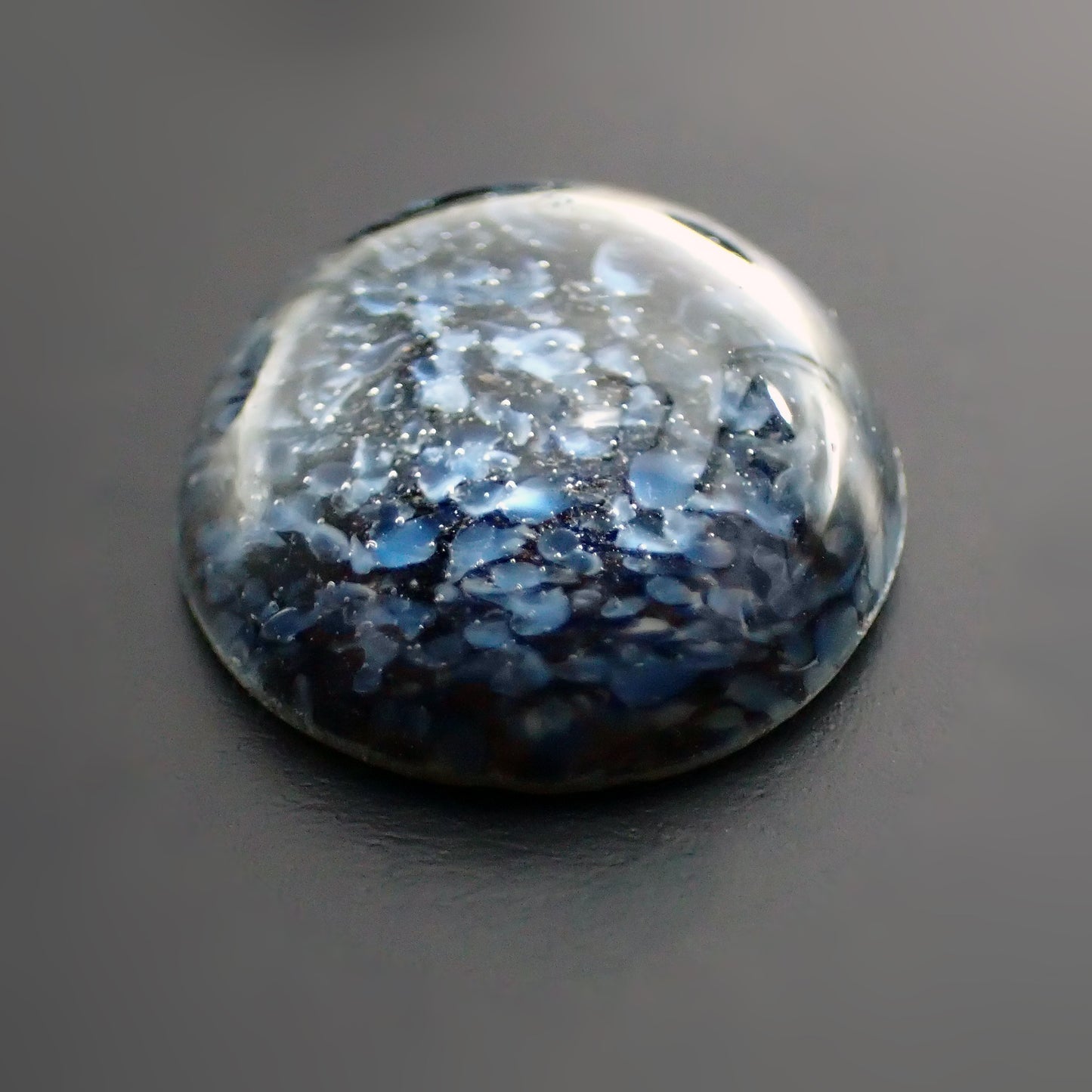 Rare Handmade Czech Glass Cabochons - Midnight Blue Speckle Matrix - 15mm Round