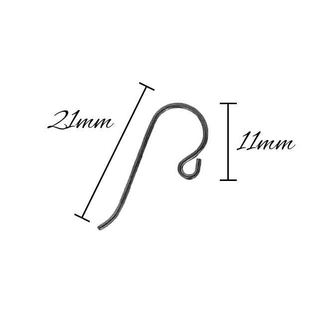 Tierracast Niobium Hypoallergenic Ear Wires - 2 Pairs Small Loop - Dark Gunmetal Black Color