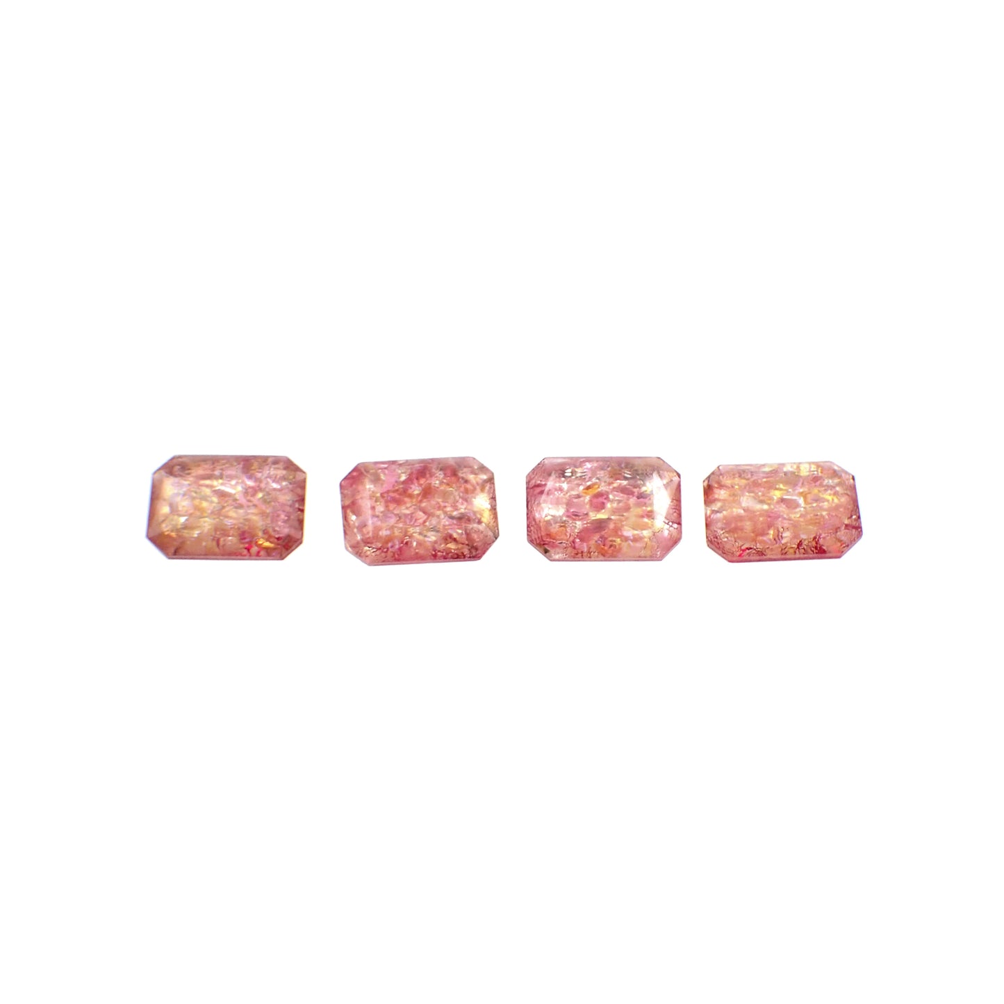Czech Glass Faux Opal Handmade Octagon Faceted Stones - 1 Piece - 18x13mm - Light Red Pink Peach with Foil Doublet Fancy Stone
