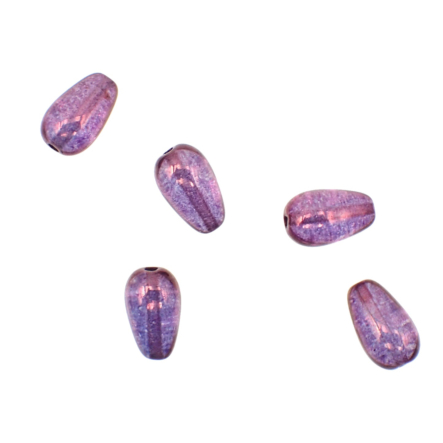 10x6mm Lumi Amethyst Purple Luster Czech Glass Teardrop Beads, 24 Pieces