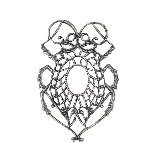 Large Scarab Beetle Filigree - Antiqued Silver