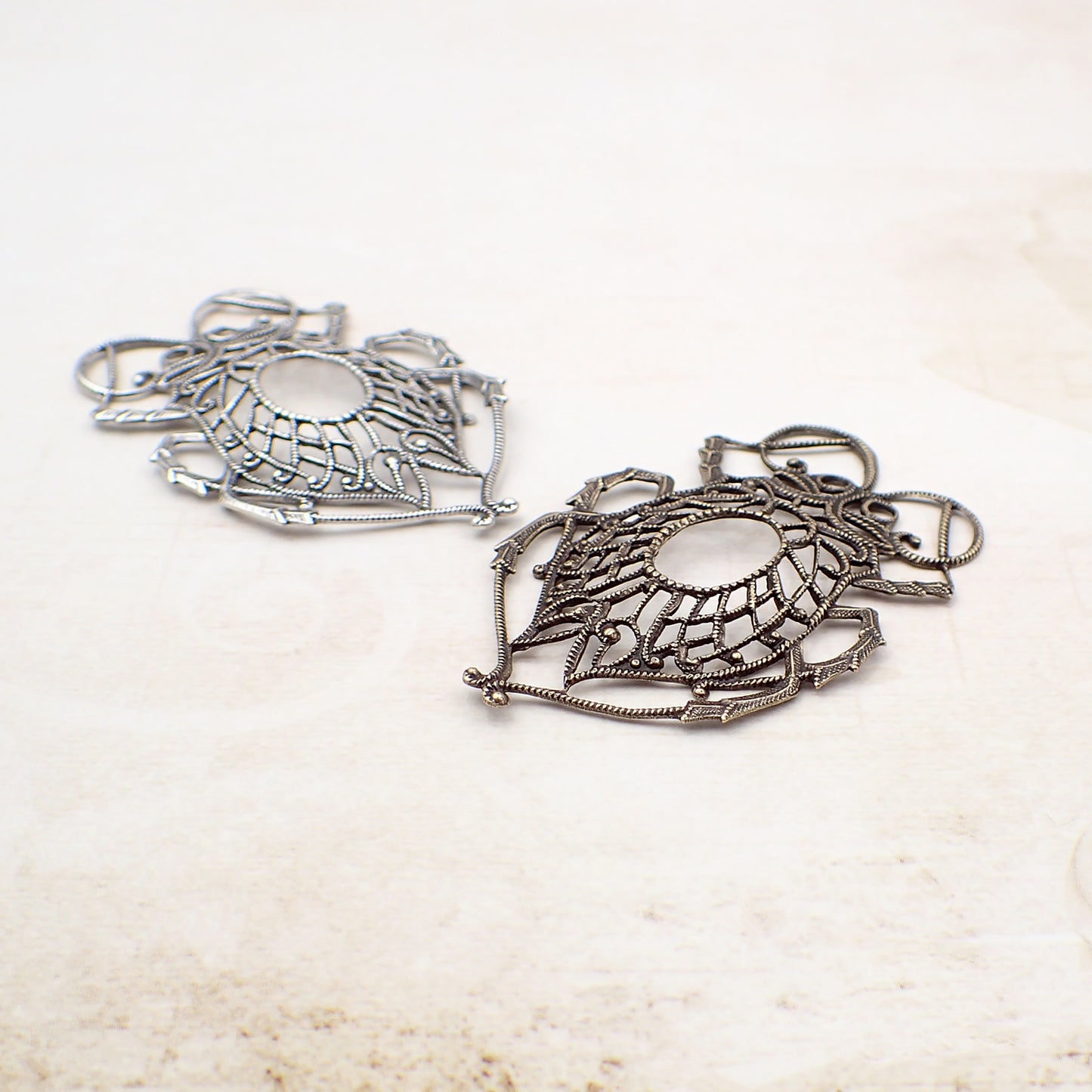 Large Scarab Beetle Filigree - Antiqued Silver