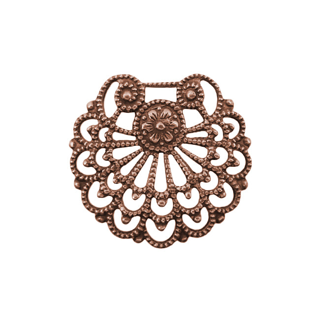 Fan Shell Shaped Filigree - Antiqued Copper Ox