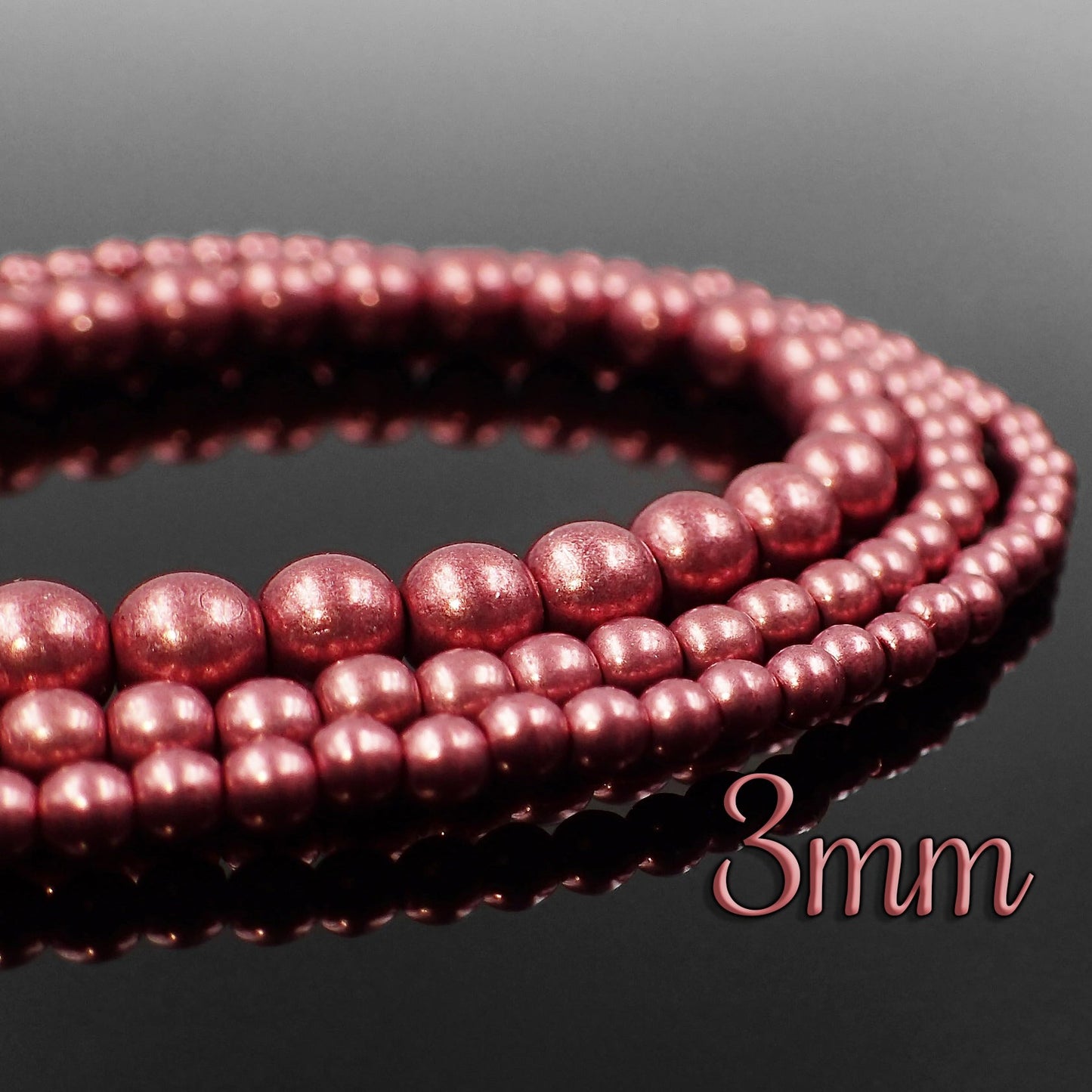 3mm Czech Glass Druk Beads Saturated Metallic Valiant Poppy 100 Piece Strand