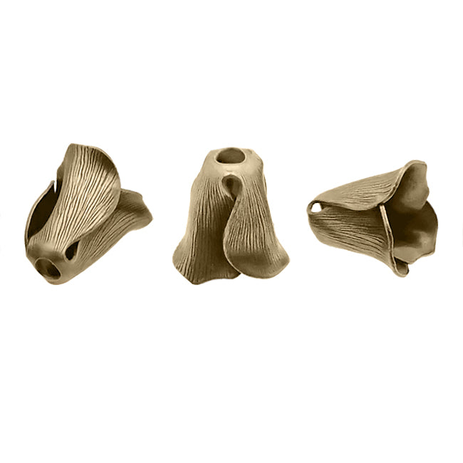 Flower Caps - 4 Pieces - Antiqued Brass Ox