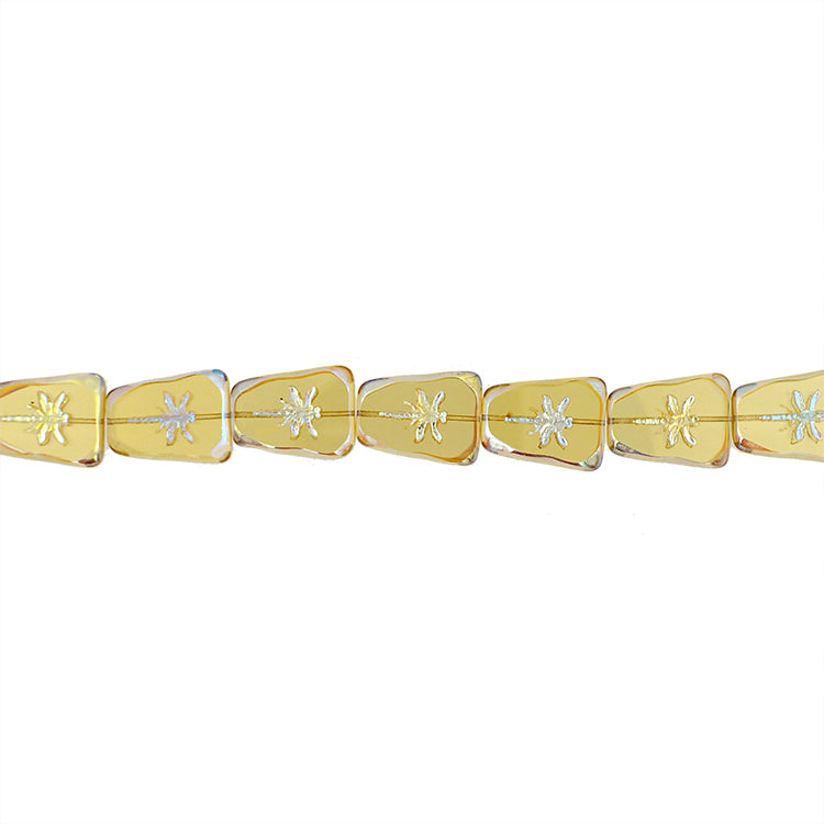 Artisan Czech Glass Beads Table Cut Dragonfly Beads - Transparent Light Topaz Yellow with AB Finish 27x20mm - 2 Pieces