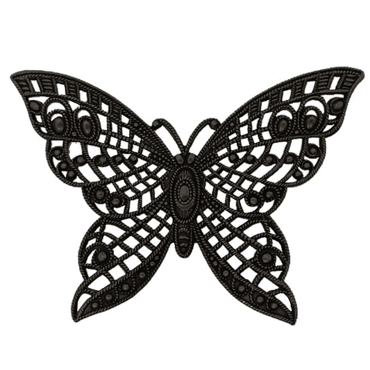 matte black butterfly-shaped filigree