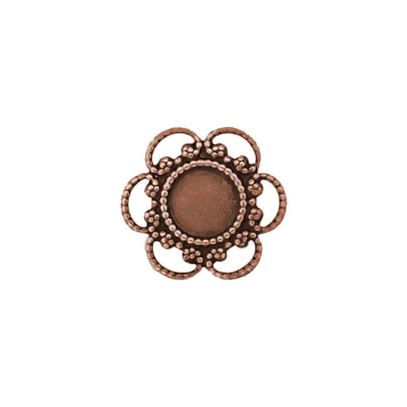 Small Filigree Settings for 5mm Flat Back Stones, Swarovski ss20 Rhinestones, and Cabochons - Antiqued Copper Ox Nickel Free Made in the USA