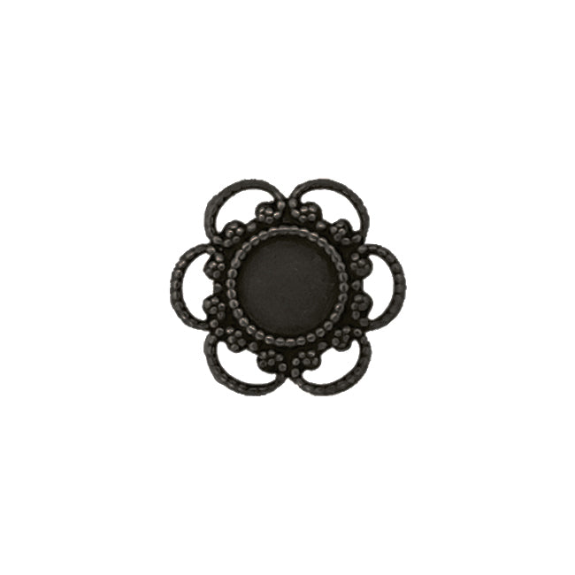 Small Filigree Settings for 5mm Flat Back Stones, Swarovski ss20 Rhinestones, and Cabochons - Black Brass Nickel Free Made in the USA