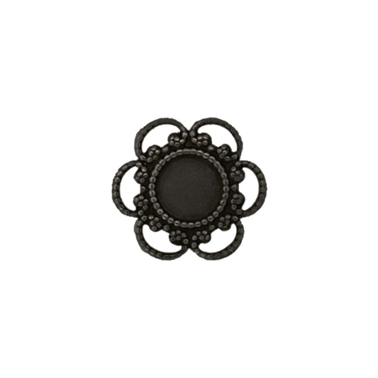 Small Filigree Settings for 5mm Flat Back Stones, Swarovski ss20 Rhinestones, and Cabochons - Black Brass Nickel Free Made in the USA